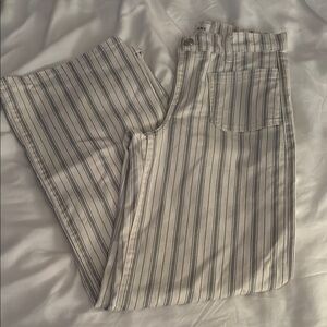 Frame Denim Striped Flare Jeans - White and Black